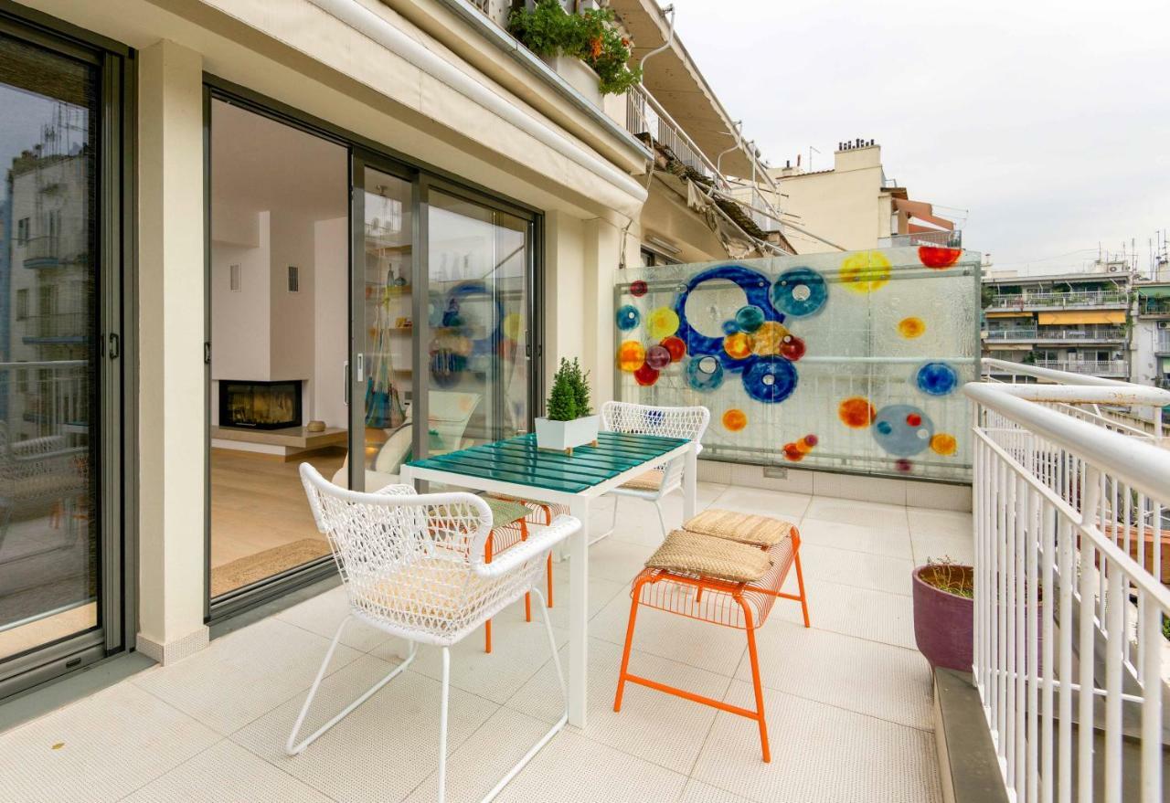 Stylish 3-Bedroom Apartment & Terrace Thessaloniki Exterior foto